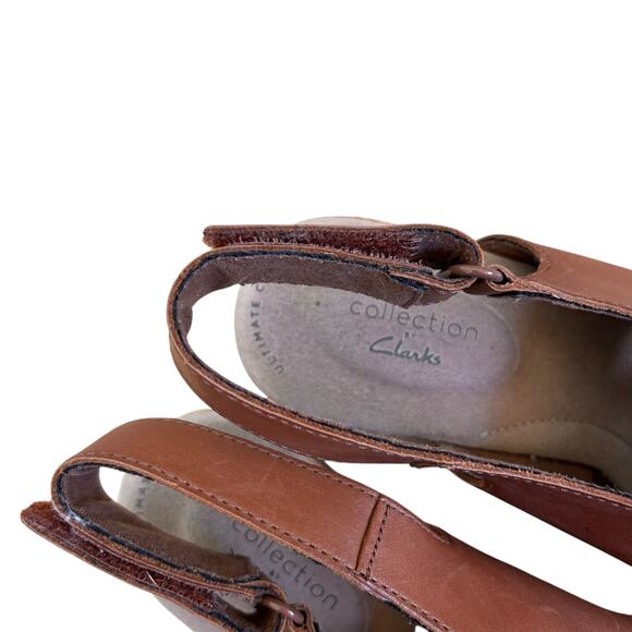Clarks Lafley Joy Brown Leather Wedges Sz 8.5 - Picture 3 of 7